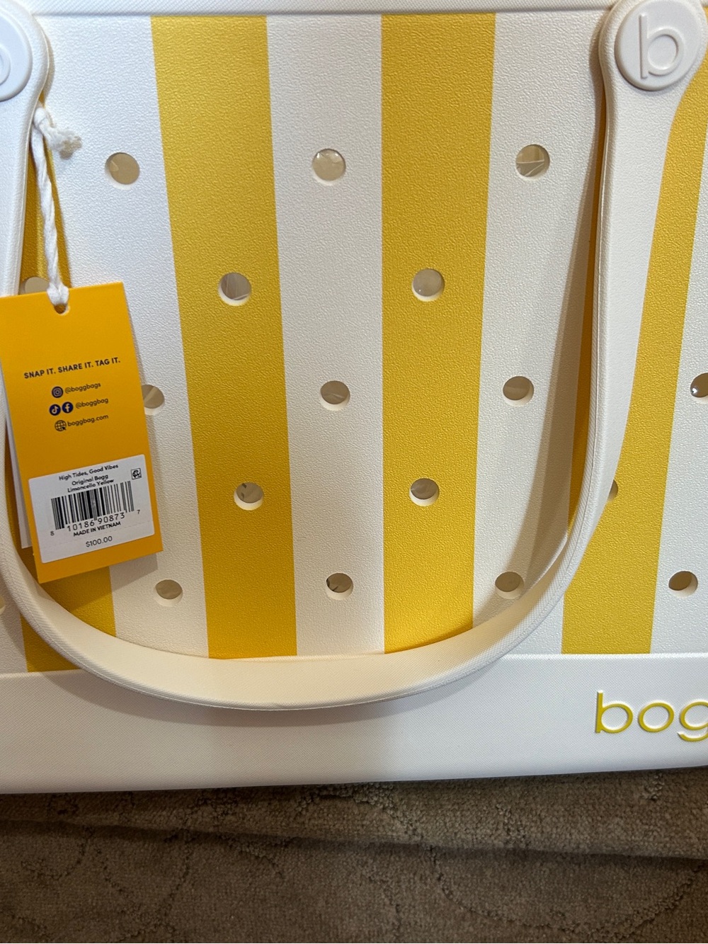 - NWT LIMONCELLO YELLOW STRIPED LARGE BOGG BAG